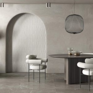 MONREALE - Restaurant en horeca met grijze beton- of stuclook op vloer en wand, Pamesa