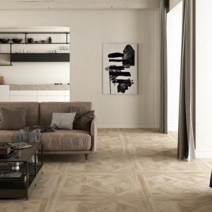 Inza - Woonkamer met houtlook op vloer, Pamesa