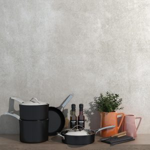 Vita - Materiaalpresentatie met grijze betonlook op achtergrond, Pamesa