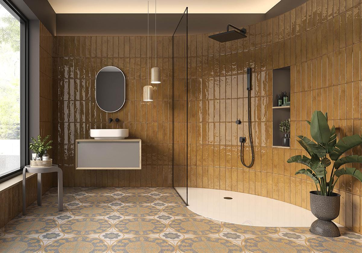 Tegels voor wellness in een spa met natuursteenlook en mat oppervlak