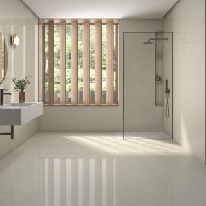 Sense - Badkamer met lichte betonlook op vloer en wand, Pamesa