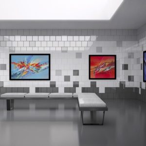 Basic Azul - Galerie en projectruimte met witte kleurtegel en betonlook op wand en vloer, Ceragni
